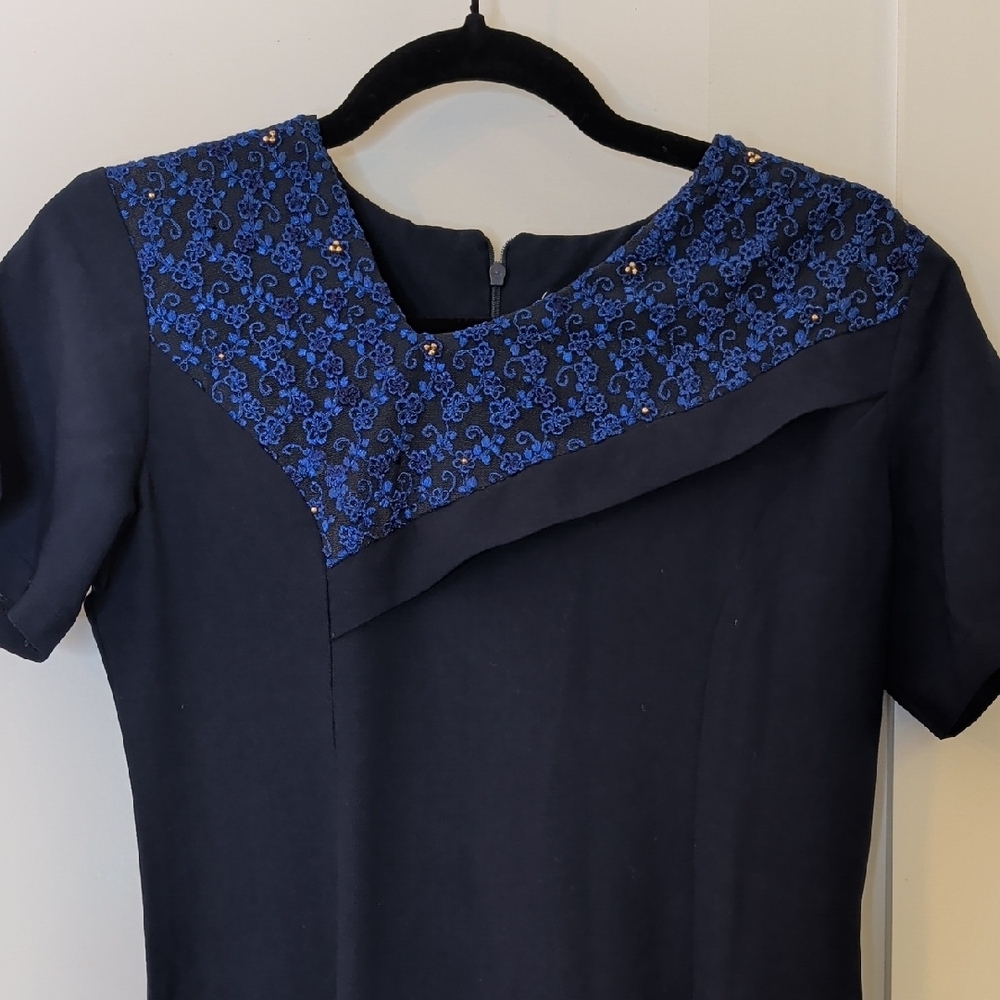 ALX Studio Navy Beaded Maxi Gown L